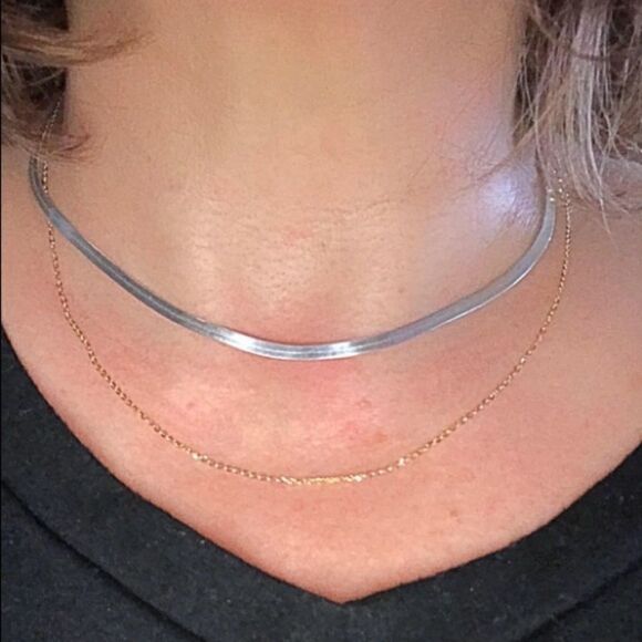 Sterling Silver Herringbone Snake Necklace - Picture 2 of 8